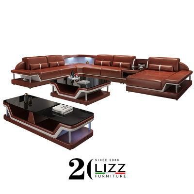 Latest Design Italian Furniture Modern Home Furniture Genuine Leather Sofa Set