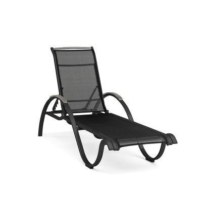 Garden Outdoor Beach Side Furniture Aluminum Adjustable Sun Lounger with Mesh Fabric