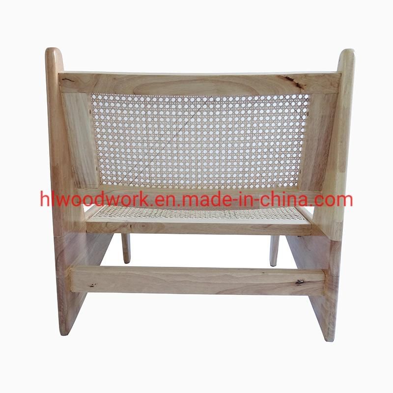 Rattan Leisure Chair Rubber Wood Frame Natural Color Living Room Chair Living Room Furniture