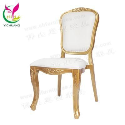 Yc-D10-01 New Style Wholesale Luxurious Gold Wedding Chairs with White Vinyl for Event