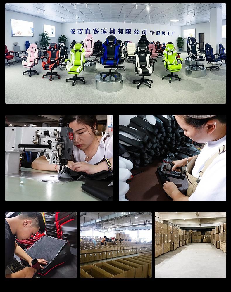 Factory Wholesale Cheap RGB Comfortable Massage Footrest Computer Ergonomic Leather Silla Gamer Office PC Racing Gaming Chair