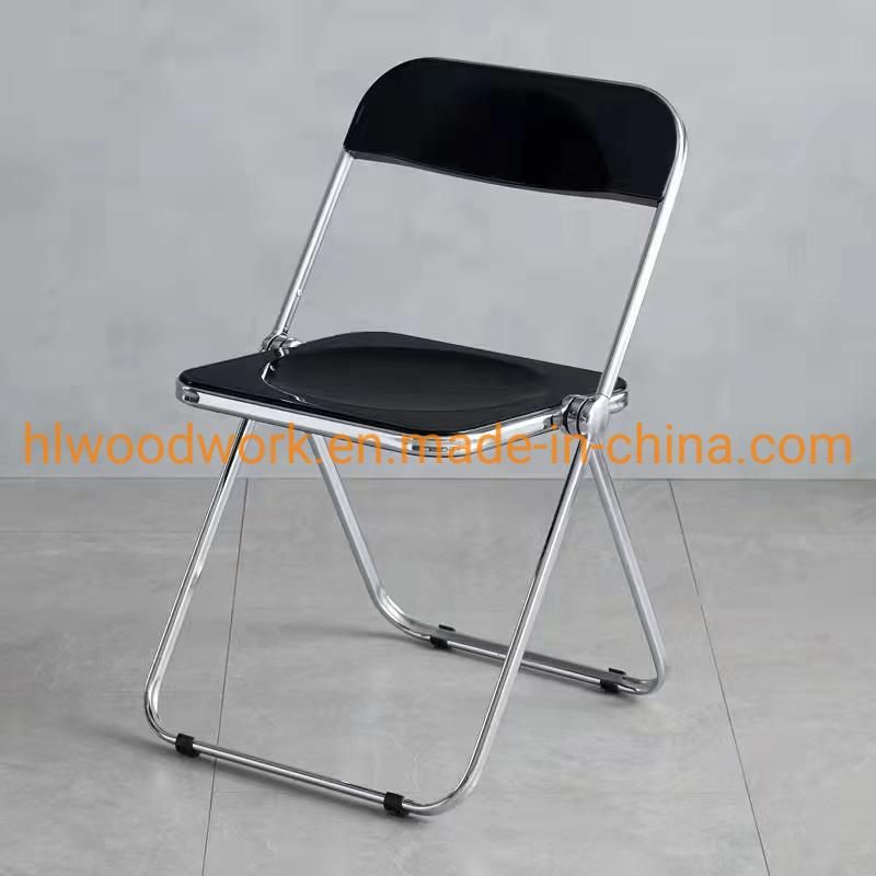 Modern Transparent Black Folding Chair PC Plastic Wedding Chair Chrome Frame Office Bar Dining Leisure Banquet Wedding Meeting Chair Plastic Dining Chair