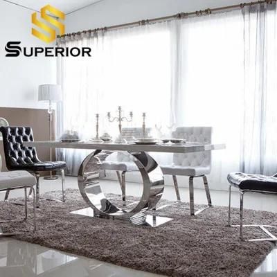 Modern Luxury Chromed Stone Dinner Table for Hotel Restauant Furniture