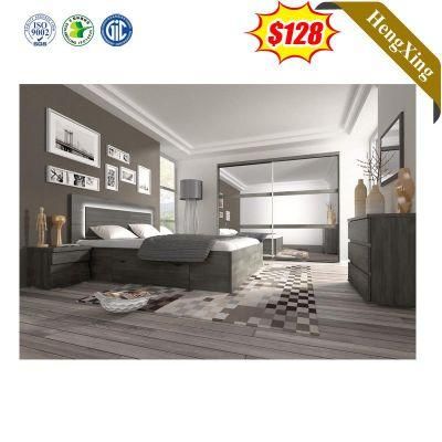 Luxury Modern High End Adult Double King Size Bed Grey Home Hotel Melamine Bedroom Furniture