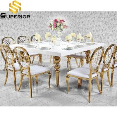 White and Gold Stainless Steel Dining Chair for Hotel Wedding