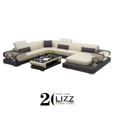 Modern Sectional Sofa Furniture Set Italian Genuine Leather Couch for Home