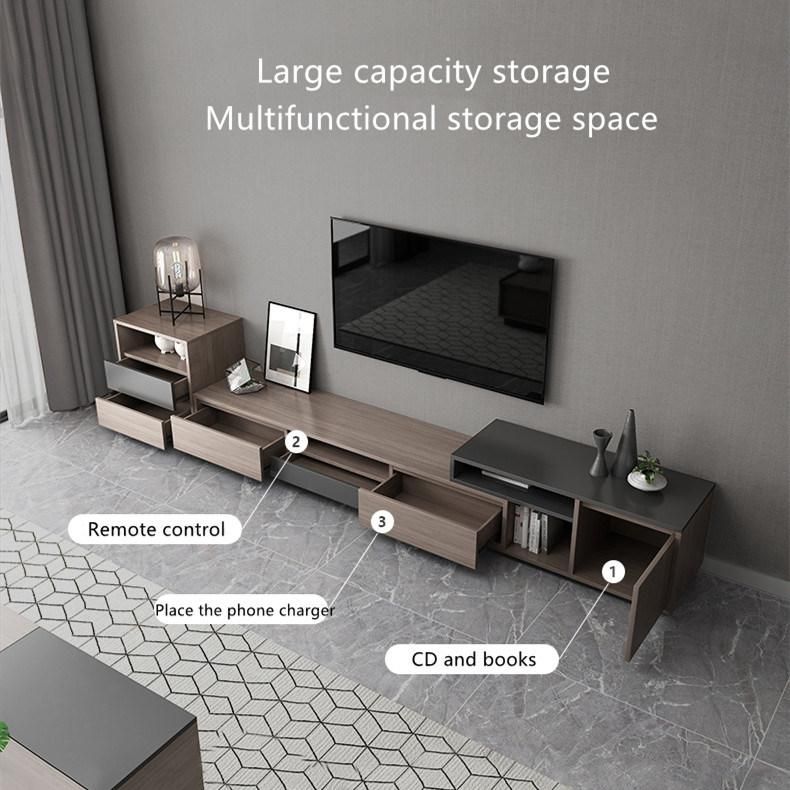 Modern Simple Light Grey Color Design Living Room Home Furniture Storage Drawers TV Stand