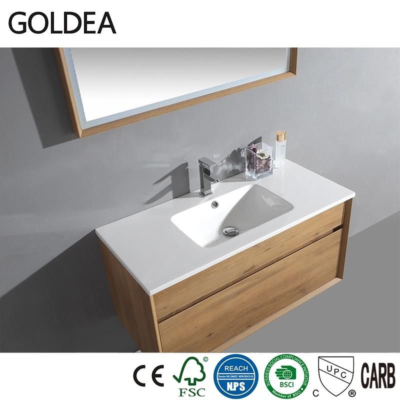 MDF Ceramics Goldea Hangzhou Vanity Basin Cabinet Mirror Furniture Wooden Bathroom Manufacture