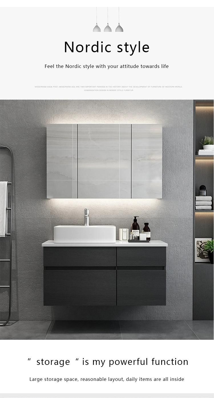 Environmentally Friendly Wall Mounted with Solid Wood Cabinet Bathroom Vanity