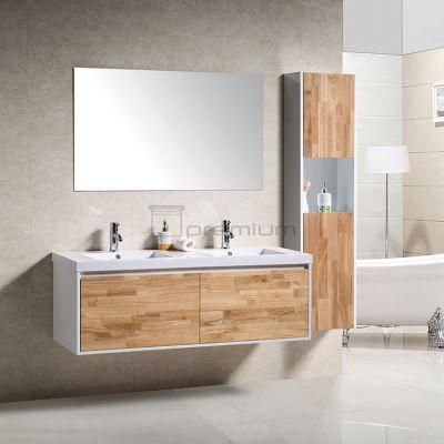 1400mm Width China Wholesale Double Acrylic Basin Solid Wood Modern Wall Mounted Cabinet Bathroom Furniture