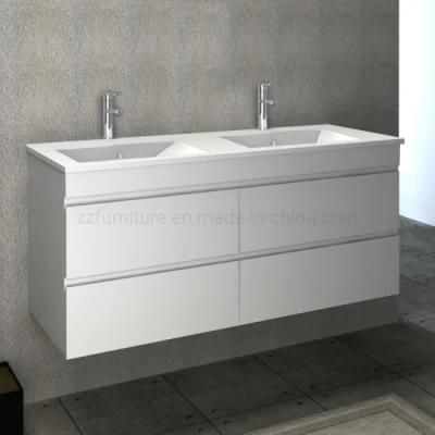 Modern Matte White Bathroom Vanity with Double Sink Basin
