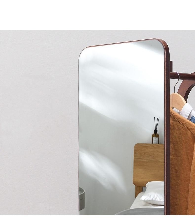 Full-Length Dressing Mirror Bedroom Rotating Floor Mirror Multi-Functional Solid Wood Coat Hanger Furniture
