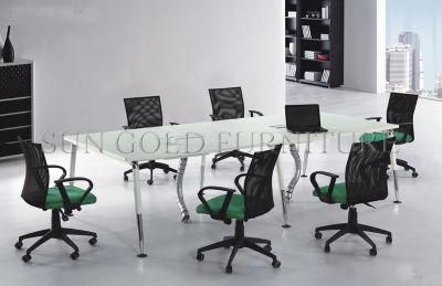 China Modern Office Furniture 6 Seats Steel Legs Conference Table with Chairs (SZ-MT020)