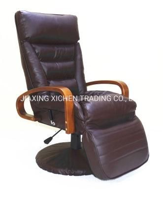 Modern Office Brown Leather Swivel Armrest Turning Chair