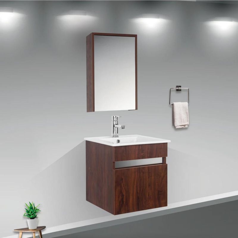 Black and White PVC Bathroom Cabinet with Single Mirror