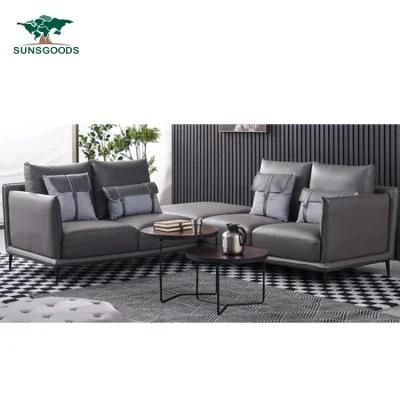 Good Quality PU Leather Home Furniture Genuine Leather Modern Wood Sofa