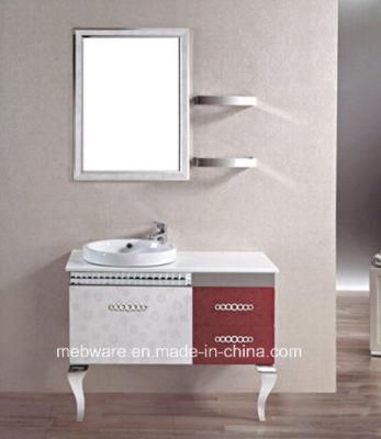 Wholesale Stainless Steel Bathroom Furniture /&#160; White Meet Red Bathroom Vanity