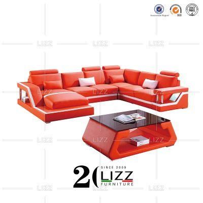 Contemporary Designer Functional LED Modern Home Living Room Furniture Luxury Italian Leather Sofa