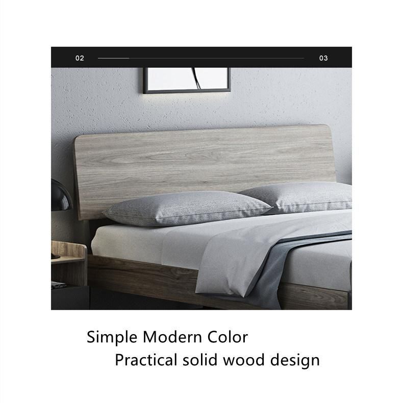 Minimalist Style Modern Design Grey Color Bedroom Home Furniture Melamine Laminated King Queen Size Beds