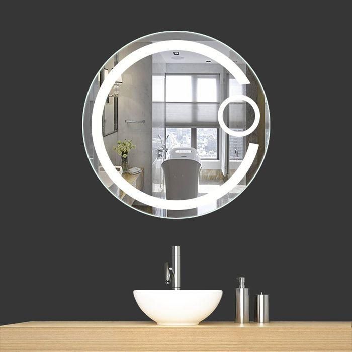 Round Shape D=32 in 3X-5X Magnify Hotel Bathroom Decorative LED Mirror