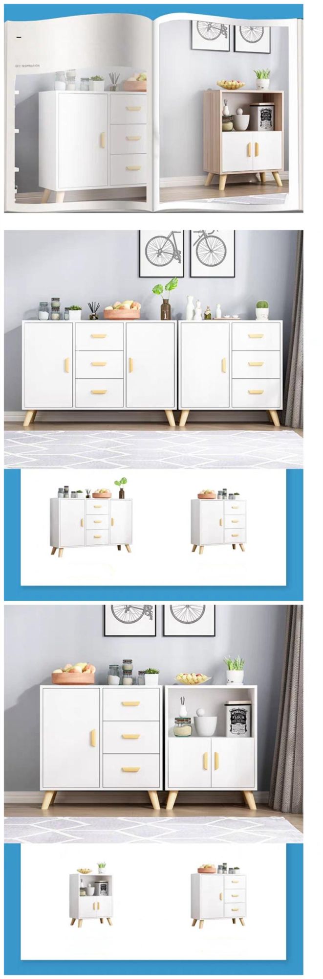 Manufacturer White Combination Hall Cabinet Living Wardrobe Office Furniture