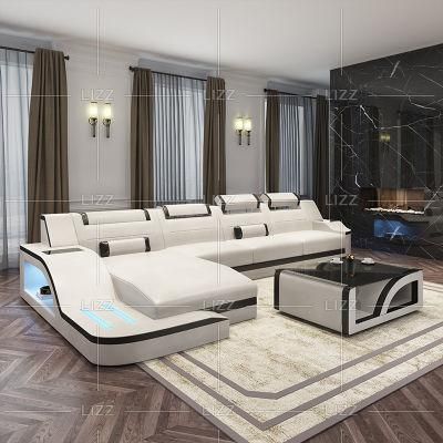 Arabic Simple Living Room Pure White Genuine Leather Lounge Modern Office Adjustable Sofa