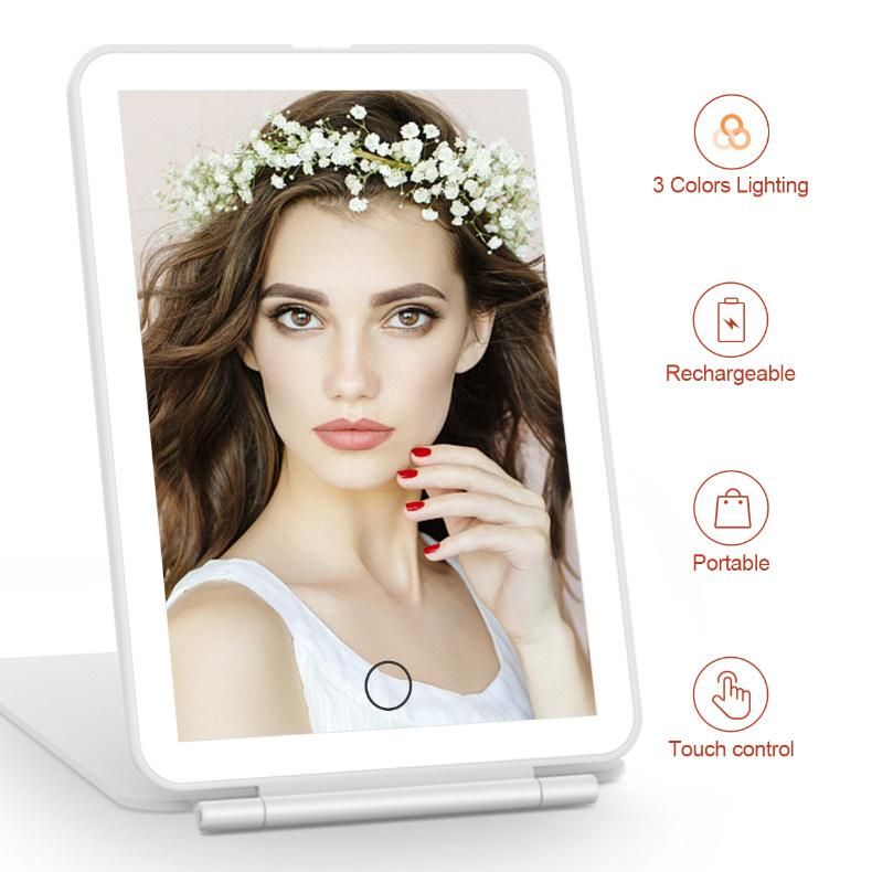 Super Thin Pad USB Rechargeable Folding LED Makeup Travel Mirror