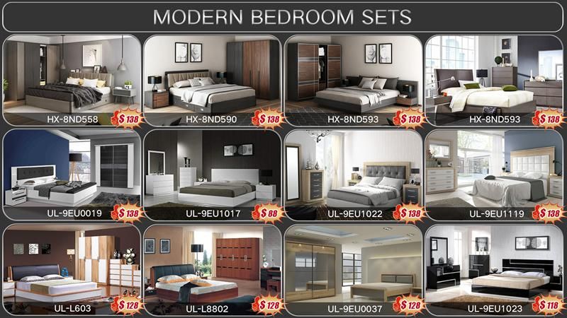 Good Quality MDF Queen King Full Size Hotel Bed Frames Wooden Bedroom Furniture Set