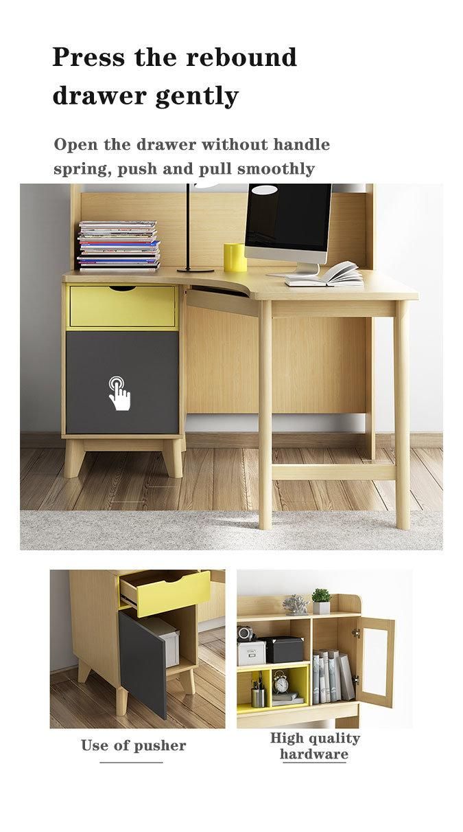 Modern Design Wooden Economy Home Desk Bookcase Combination Computer Table for Student Product