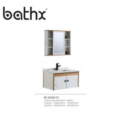 Waterproof Bathroom Vanity with Mirror Cabinet Modern Household Furniture Carbon Fiber