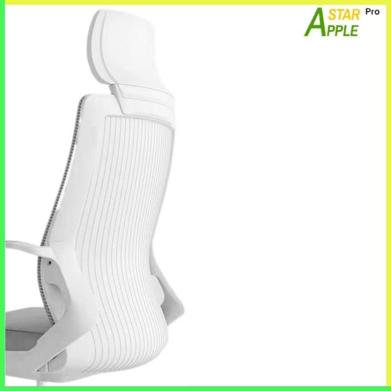 Elegant White Furniture Mesh Office Chair with Fabric on Armrest