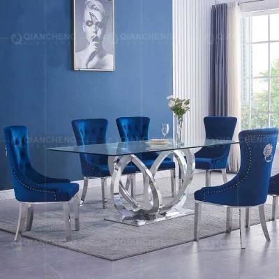 Modern Glass Stainless Steel Dining Table for Home