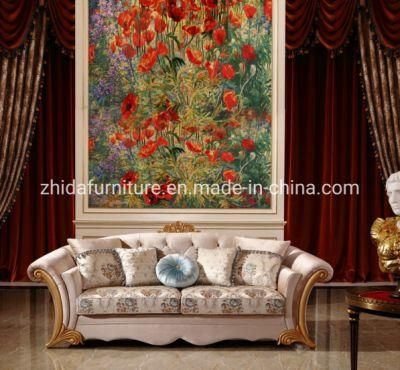 Zhida High Quality American Style New Classical Living Room Furniture Villa Hotel Flora Sectional 1 2 3 Sofa Set Furniture