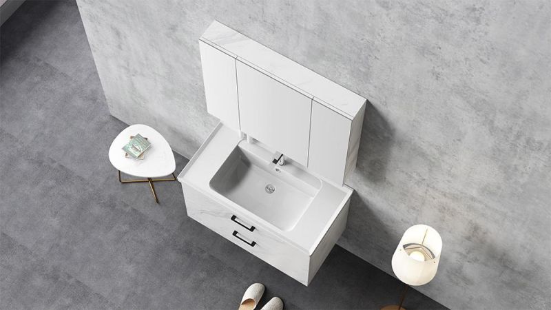 Small Single Sink Cheap White Bathroom Solid Wood Cabinet Bedroom Vanity