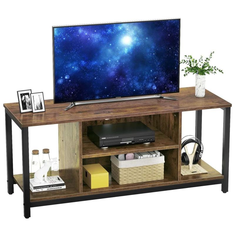 TV Stand for TV up to 50 Inch 3 Tier Entertainment MID Century Modern TV Stand Media Console Table with Open Shelving Storage Wood TV Cabinet for Living