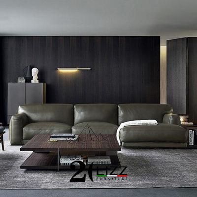 Leisure Modern Home Genuine Leather Furniture L Shape Sofa Set