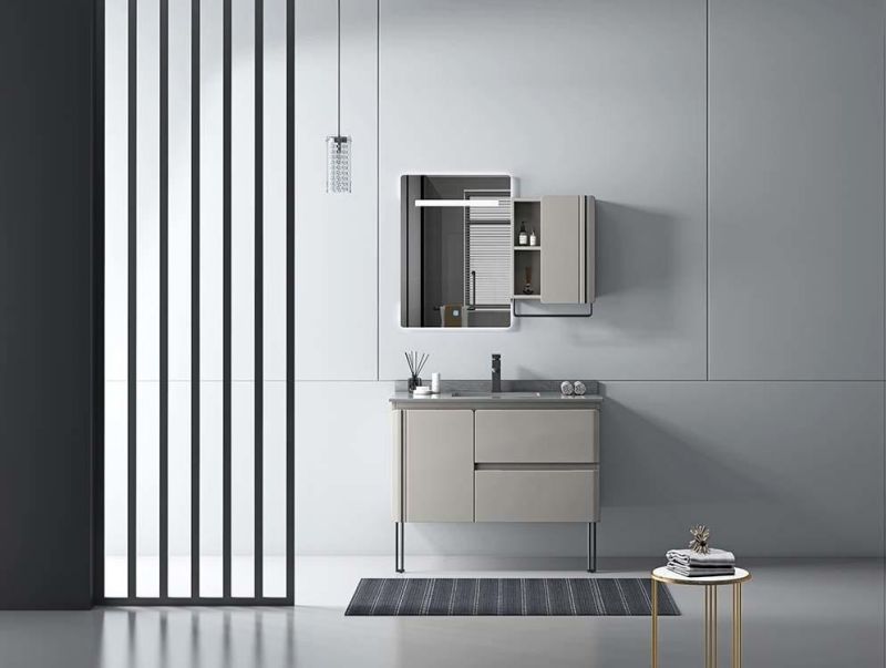 PVC Waterproof Storage Design Mirror Sink Bathroom Cabinet