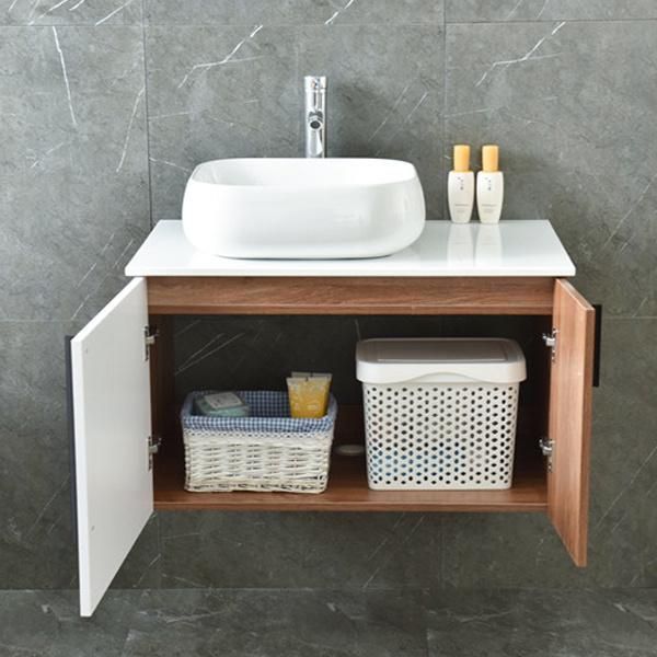 European Sanitary Ware MDF Color Contrast Wash Basin Bathroom Vanity with Side Cabinet