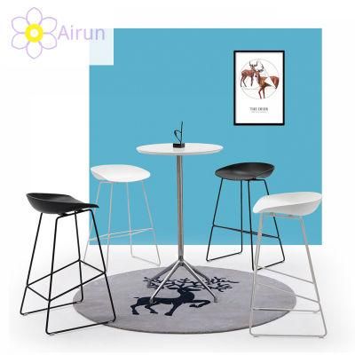 Factory Direct Sales Home Furniture Kitchen Modern Design Plastic High Bar Chair with Metal Legs