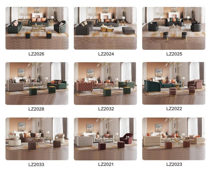 Golden Decor Furniture Living Room Luxury Fabric / Leather Sofa