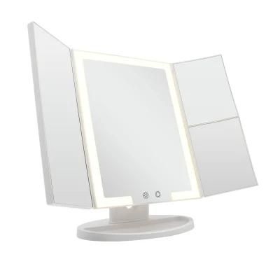 Beauty Salon Smart Trifold Vanity Mirror with Light for Makeup