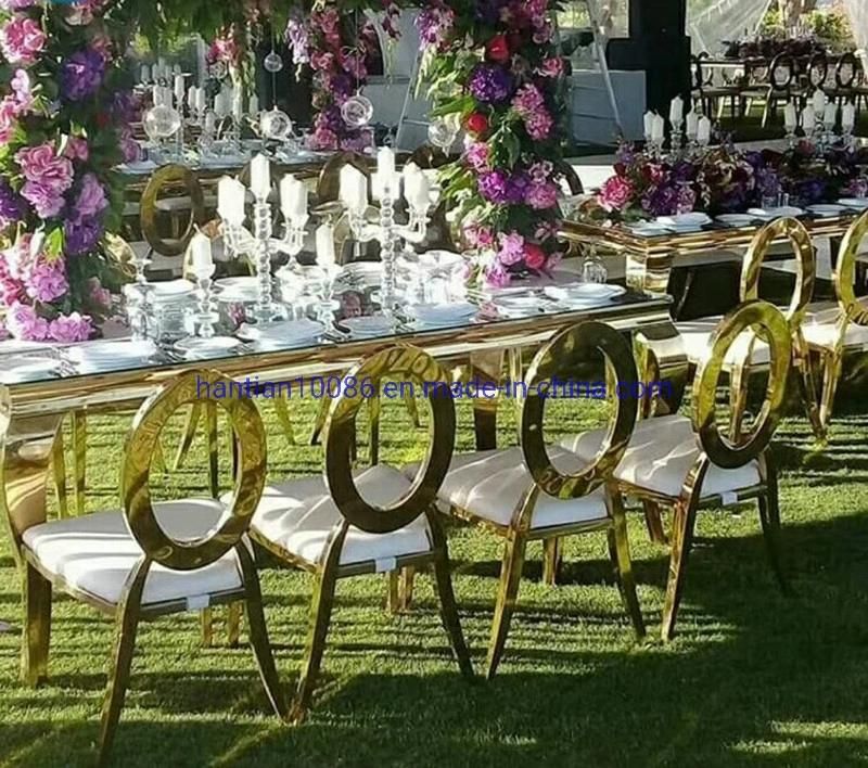 Gold Stainless Steel Wave Back Banquet Chairs for Wedding Party Dining Chairs