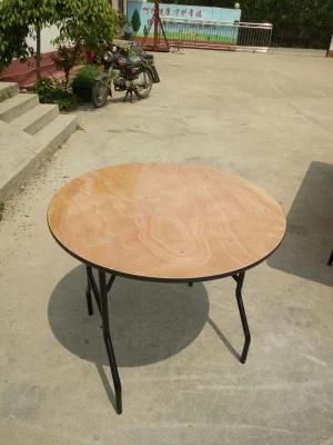 36&prime;&prime; Round Wood Folding Table with Vinyl Edge