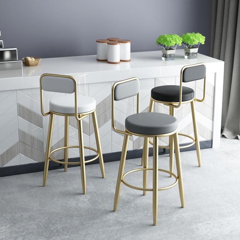 Modern Fabric Cushion Metal Golden Base Furniture Bar Chairs