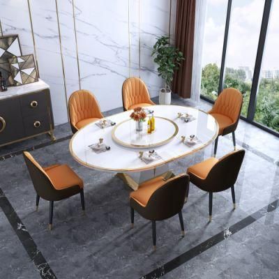 Modern Luxury Kitchen Metal Legs Dining Table Stainless Steel Dining Room Restaurant Furniture
