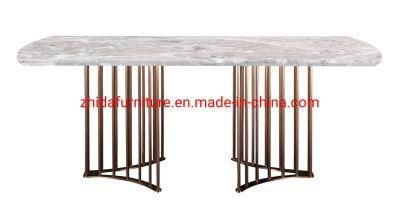 Luxury Stainless Steel Marble Top Restaurant Home Hotel Lobby Dining Table