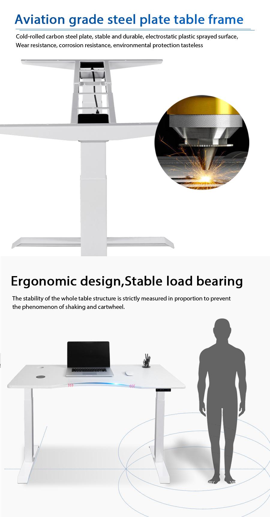 Glass Tabletop Electric Standing up Height Adjustable Desk