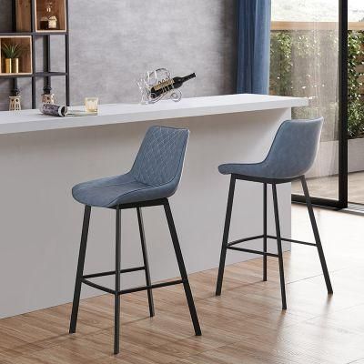 Nordic Modern Luxury Tall Cheap Counter Furniture Metal PU Back Kitchen High Stool Bar Chairs