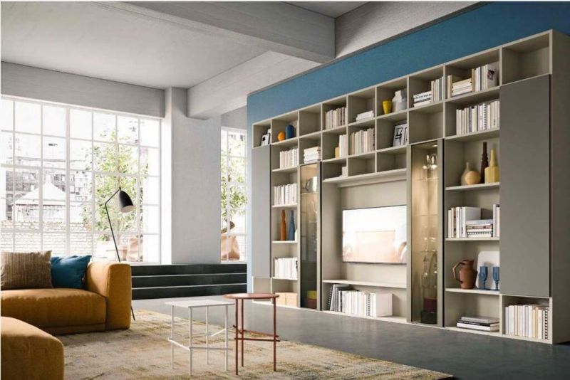 Modern Furniture Simple Design Foshan Customize MDF TV Cabinet Home Furniture Bookcase