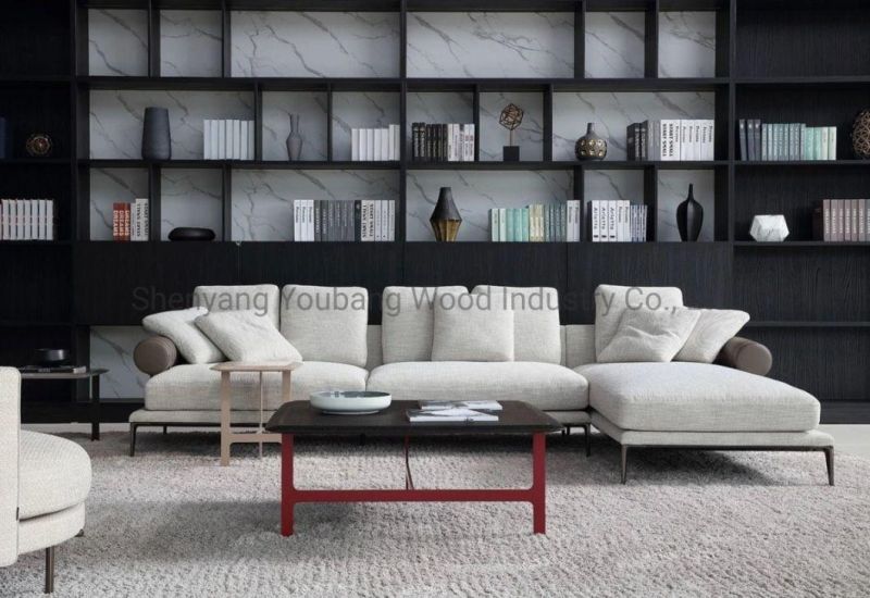 Modern Orange Sponge Microfiber Leather Long Living Room Furniture Sofa